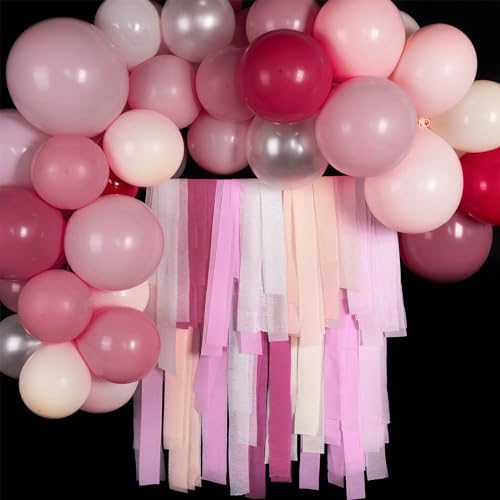 PartyWoo Pink Crepe Paper Streamers 6 Rolls 492 Feet