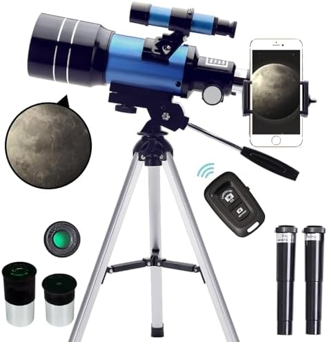 ToyerBee 70mm Refractor Telescope with Smartphone Adapter and Wireless Remote