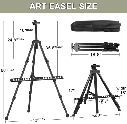 Portable Art Easel Stand - 4 Pack Black Metal