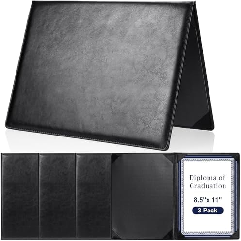 Tenare PU Leather Certificate Holders 3 Pcs Black