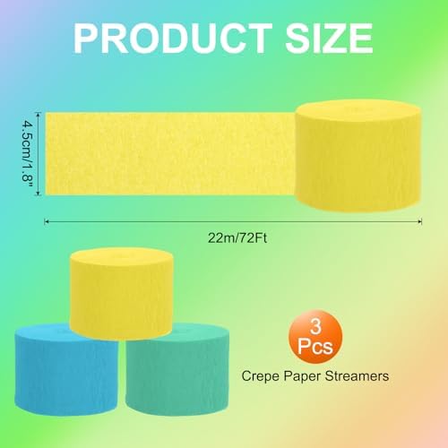 PATIKIL Crepe Paper Streamers 3 Rolls Decor Set