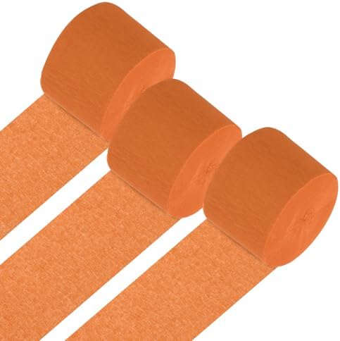 PATIKIL Crepe Paper Streamers 3 Rolls Orange 18 Inch x 82 Ft