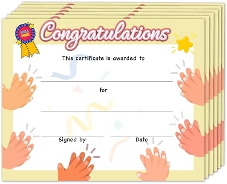 Certificate of Achievement 25 Pack for Kids