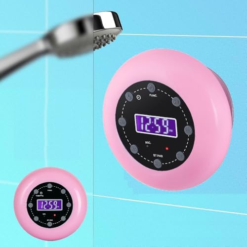 HANNLOMAX HX-159CR Shower Clock Radio with Bluetooth and LCD Display Pink
