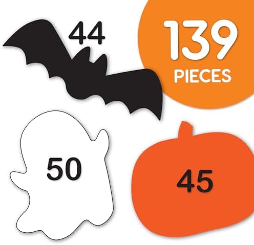 139 Halloween Ghosts Pumpkins Bats Punch Out Paper Cutouts 2-Sided