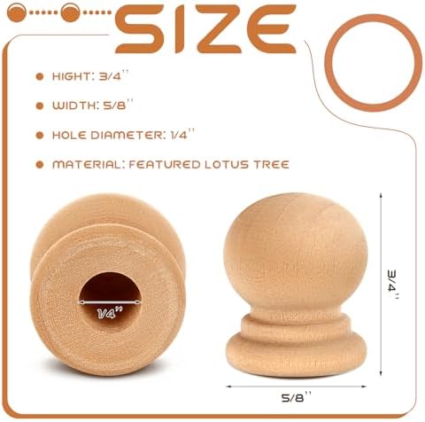 Pinkunn 30 Pcs Wood Finials for Drawer Knobs and Crafts