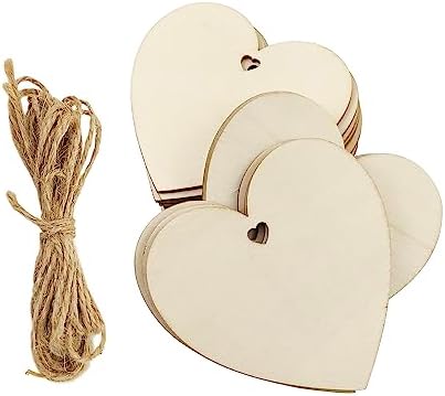 32 Pack 4 Inch Unfinished Wooden Heart Cutouts
