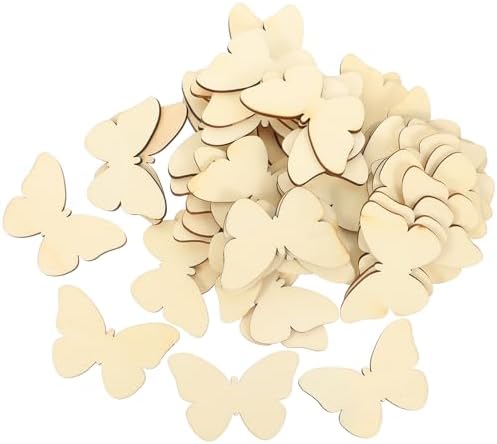 TINKSKY 50pcs Wooden Butterfly Craft Blank DIY Kit
