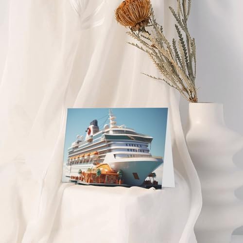 Pink Cruise Ship Greeting Card with Envelope