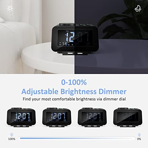 uscce Digital Dual Alarm Clock Radio with Dimmer and Thermometer