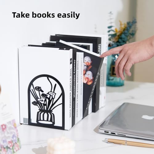 3 Pairs Metal Book Ends for Home Office Decor