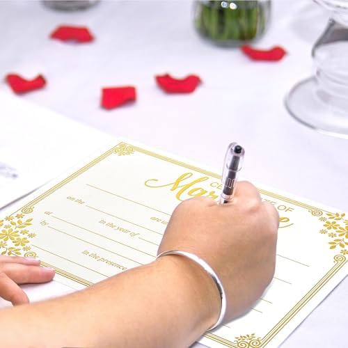 Lesnala 25Pcs Gold Foil Wedding Certificate Blank Paper for Ceremony