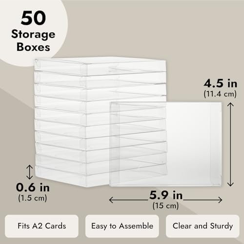 Juvale 50 Pack Clear Greeting Card Storage Boxes - 45x6 Inch