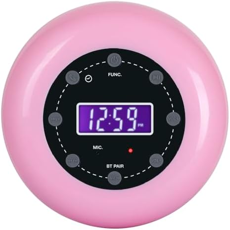 HANNLOMAX HX-159CR Shower Clock Radio with Bluetooth and LCD Display Pink