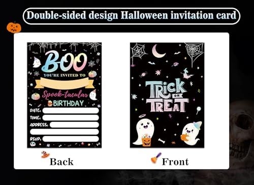HEYINSHEN 20 Halloween Birthday Invitations with Envelopes