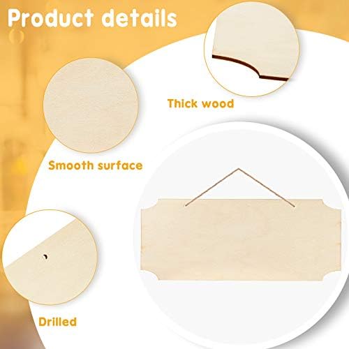 10 Pcs Unfinished Hanging Wood Signs for DIY Crafts