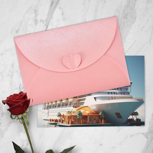 Pink Cruise Ship Greeting Card with Envelope
