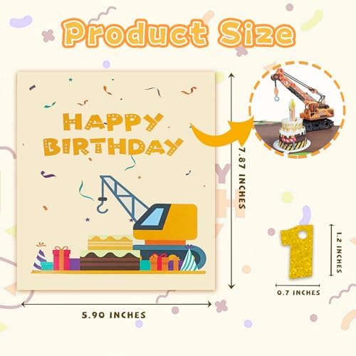 3D Birthday Pop Up Card with Music and Light for Boy Toddler
