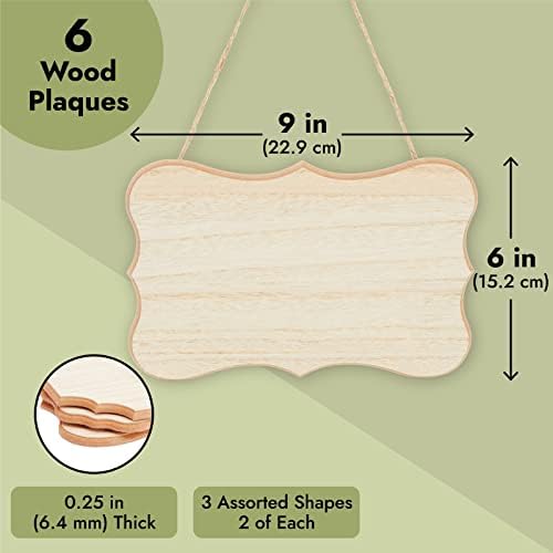 Juvale Wooden Plaques for Crafts 9x6 Inch 6 Pack