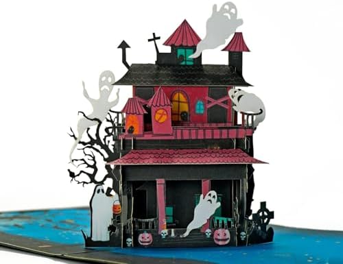Haunted Mansion 3D Pop-Up Halloween Card 6x6 Inch Spooky Design