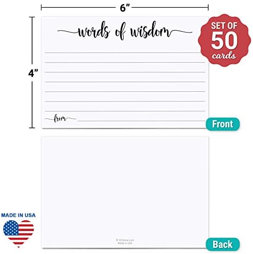 321done Words of Wisdom Card Set 50 Cards 4x6in White USA Made