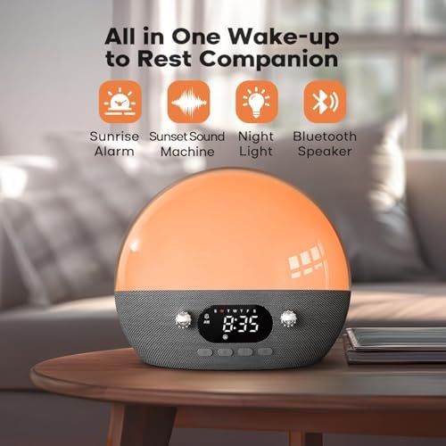 Dekala RestOnn Sunrise Alarm Clock with Sunset Sound and Amber Night Light