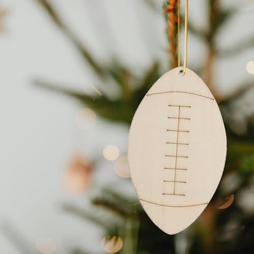 Wooden Football Cutouts for DIY Crafts and Decorations 20pcs