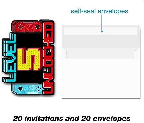 Video Game 5th Birthday Invitations with Envelopes 20 Pack