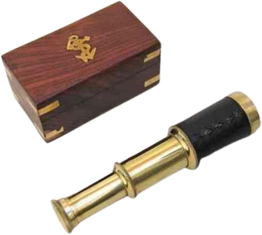 NauticalMart Handtooled Pullout Telescope Hardwood Box