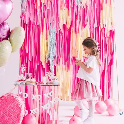 PartyWoo Pink Crepe Paper Streamers 8 Rolls 656ft Pack