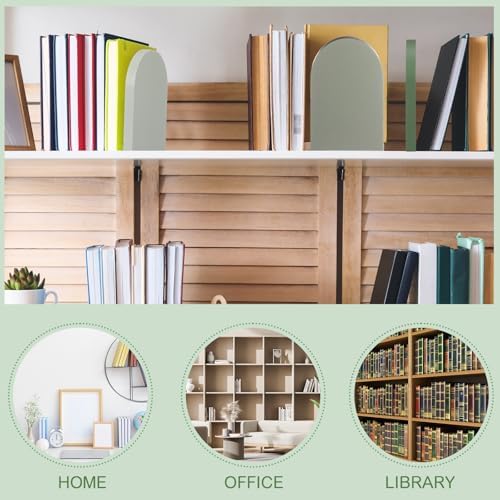 Honoson 4 Pcs Sage Green Wooden Bookends