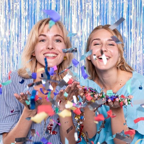 2 Pack Iridescent Foil Curtain Backdrop