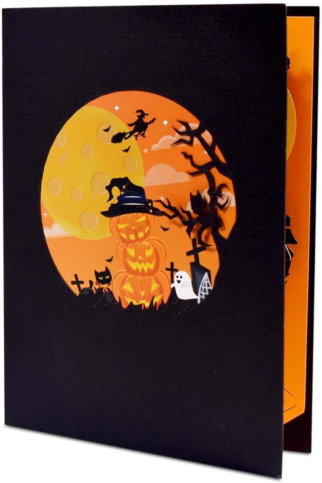 Spook Pumpkin Halloween Pop Up Greeting Cards with Envelope