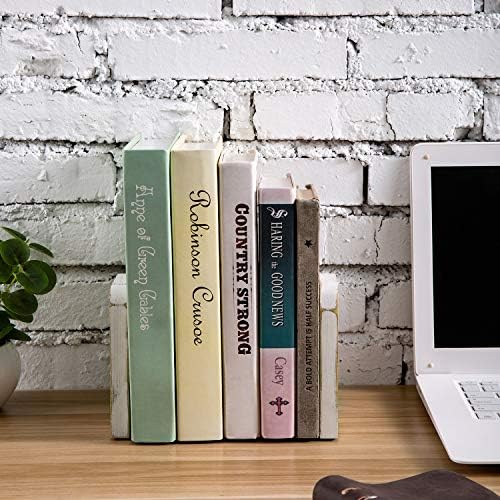MyGift Whitewashed Wood Bookends 1 Pair