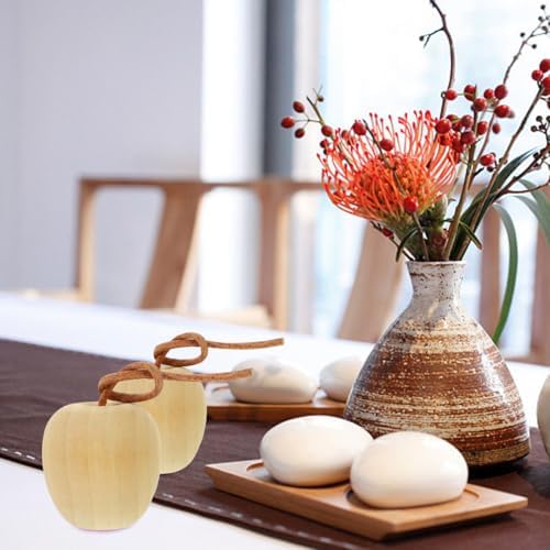 PRETYZOOM DIY Unpainted Wooden Fruit Ornaments 4pcs Pack