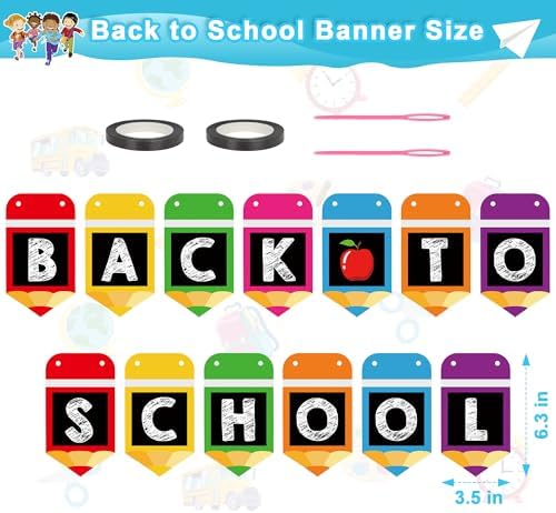 Welcome Back to School Banner with Hanging Ornaments