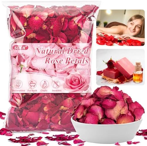 Sukh 3oz Dried Rose Petals for Crafts and Bath Use