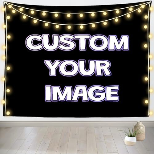BELECO 7x5ft Custom Fabric Backdrop with Picture Logo Text Design