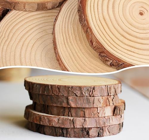 65-8 Inch Natural Wood Slices 6 Pcs for Centerpieces and Crafts