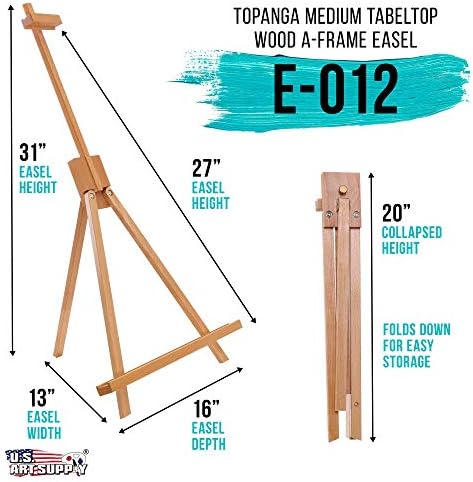 US Art Supply 31 Inch Adjustable Wood Easel
