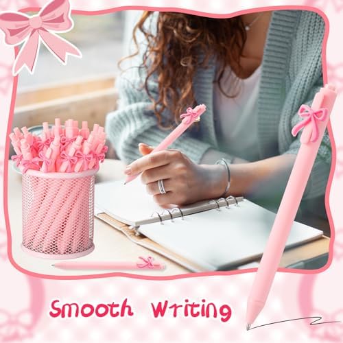 20 Pcs Pink Bow Ballpoint Pens Coquette Design