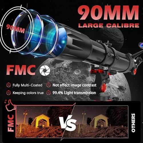 HETEKAN 90mm Refractor Telescope for Adults and Kids
