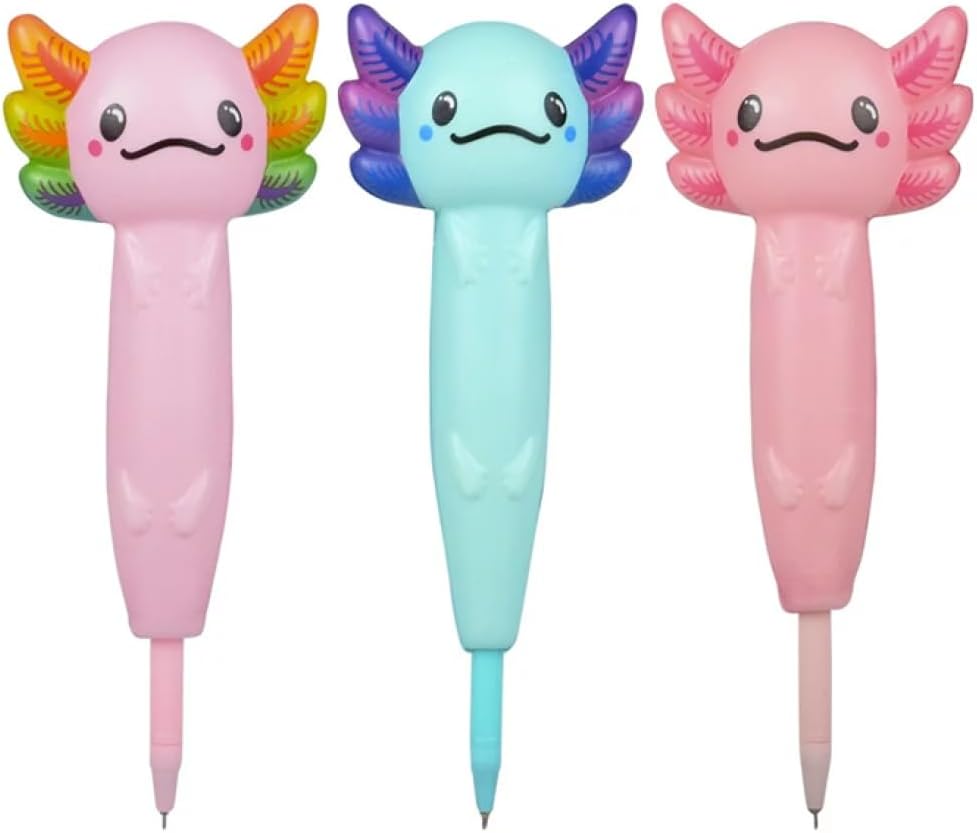 Axolotl Squishy Pens 8 In 3 Pack - Office School Fun