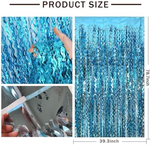 Blue Foil Fringe Curtain Party Backdrop