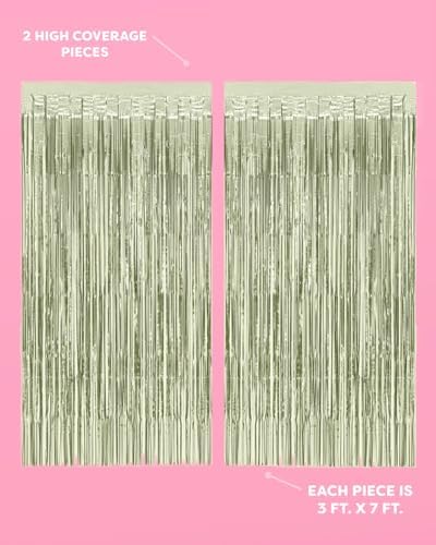 XO Fetti Sage Green Foil Curtain Set of 2