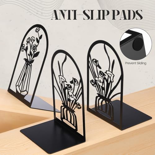 Feifeiya 6 Pair Black Metal Bookends Set