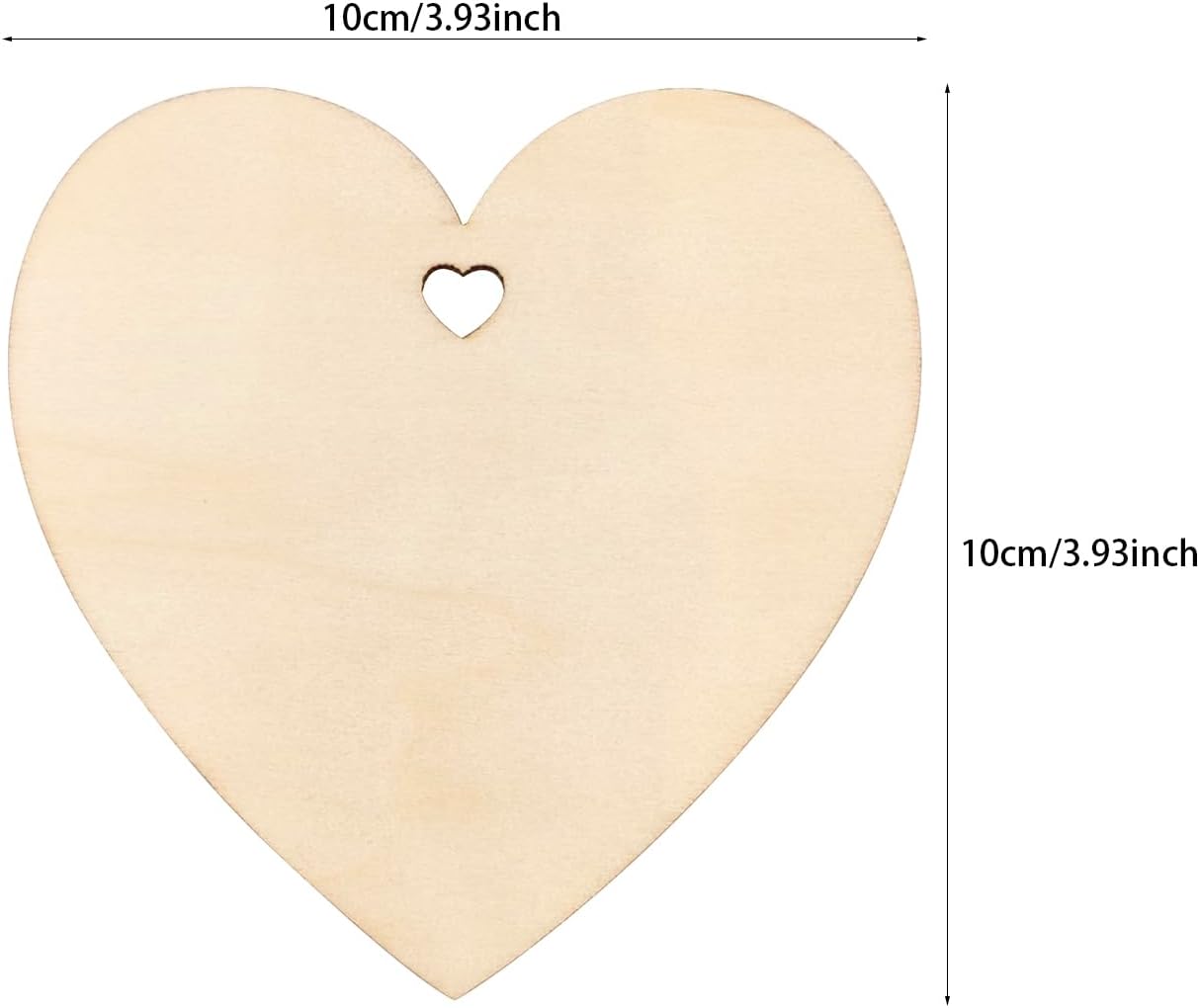 32 Pack 4 Inch Unfinished Wooden Heart Cutouts