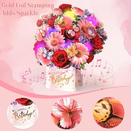 Exquisite Pop Up Birthday Card with Music and Lights