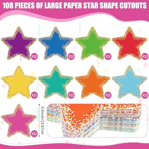 Seajan 108 Pcs Large Star Bulletin Board Cutouts