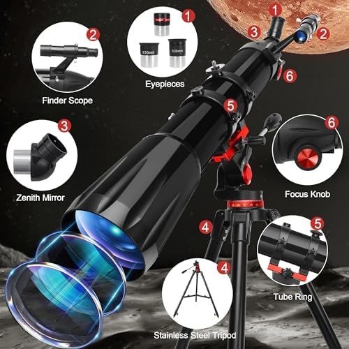 HETEKAN 90mm Refractor Telescope for Adults and Kids